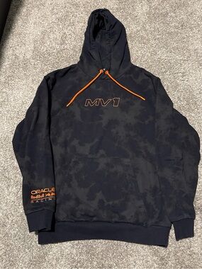 MV1 Men's Navy Hoodie with Orange Accents Medium